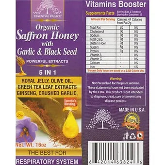 Organic Saffran Honey with Garlic & Black seed
